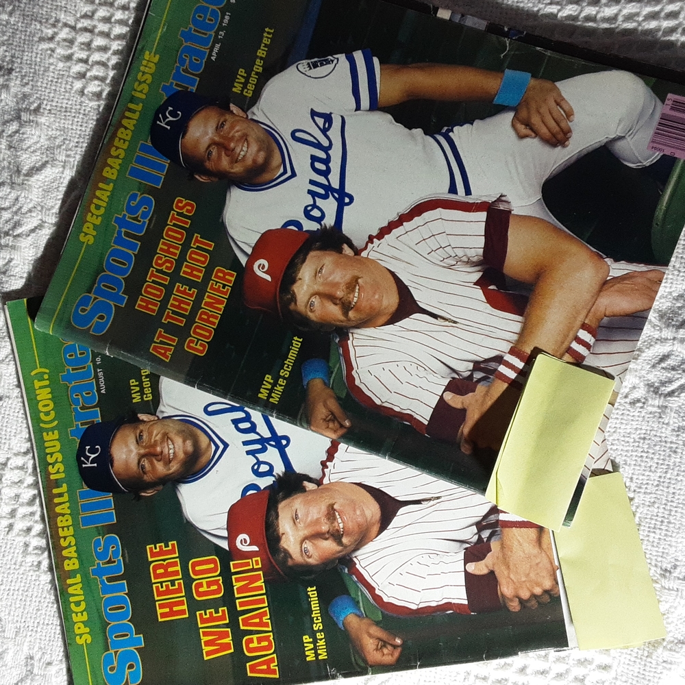 2 Vintage Mike Schmidt and George Brett Sports Illustrated Magazines